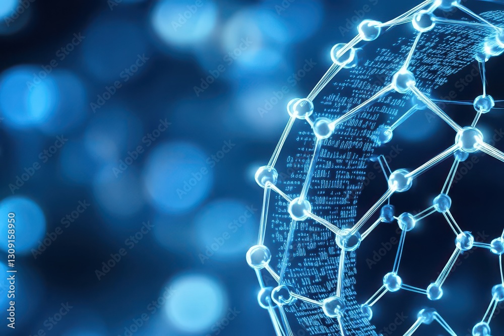 Poster Abstract background of binary code and data transfer in cyberspace, a technology concept Digital illustration with a bokeh effect Highquality photo