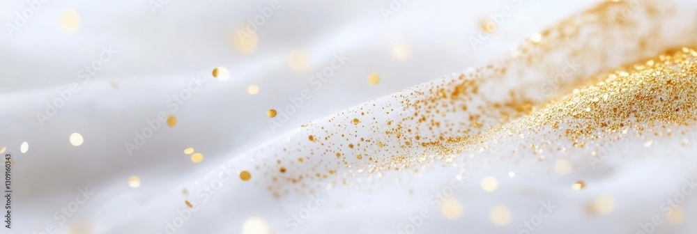 Poster luxury texture of golden accents on white marble background with subtle golden dust creating a premi