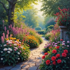 Fototapeta premium garden with flowers