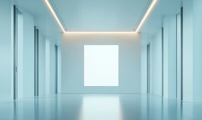 Fototapeta premium Modern Office Lobby with Blank Wall for Logo Design Mockup