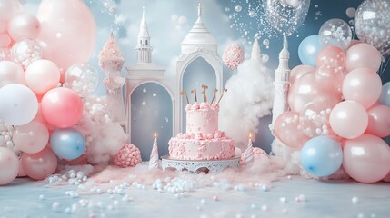 Enchanted Pink Castle Birthday Cake Smash Photoshoot: A Whimsical Celebration