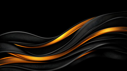 Abstract Black And Orange Wavy Design On Black Background