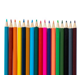 Colored wooden pencils set isolated on transparent background, PNG File