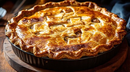 Baking chicken pot pie cozy home kitchen culinary photography