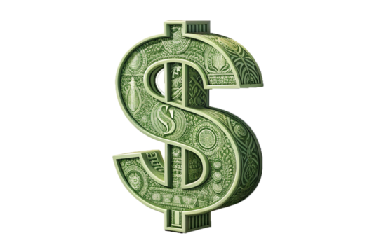 Dollar Sign Icon Currency, Money, Symbol, Finance, Isolated transparent background
