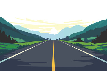 AI-generated illustration of a road with a clear sky