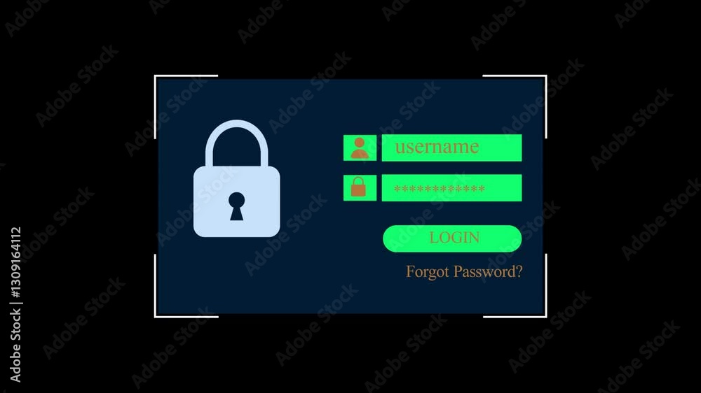 Wall mural animation process of entering computer username and password with access denied screen. simple inter