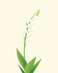 Obraz premium illustration vectorielle d'une branche de muguet qui pousse dans la terre 