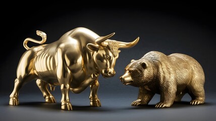 Börsen Design Bulle und Bär goldene Figuren
