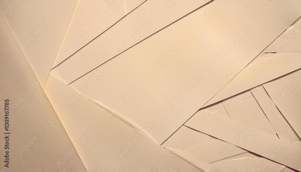 Aufkleber abstract beige paper texture with layered geometric composition, sharp angles, and soft shadows for 