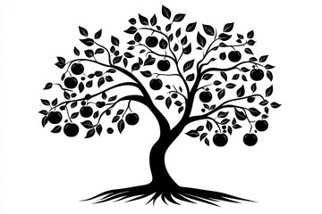 Silhouetted Fruit Tree Design