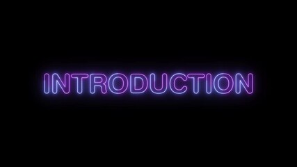 introduction symbol. concept words introduction bright glowing neon effects, vibrant and colorful text animation on transparent background
