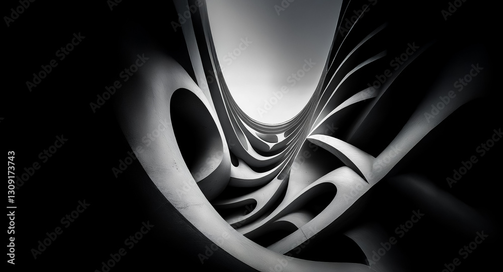 Wall mural abstract background with flowing, grayscale curves. modern and dynamic design featuring smooth, scul