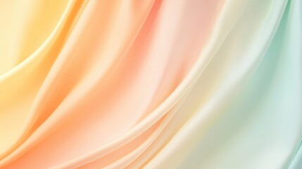 Soft silk fabric cascading in pastel hues, generating smooth waves and delicate texture, representing luxury textile backdrop for creative fashion and design compositions