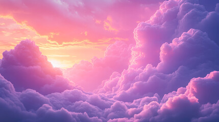 Vibrant sunset with pink and purple clouds illuminating the sky