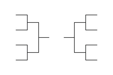 Simple black tournament bracket template for 8 teams isolated on white