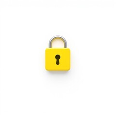 Naklejka premium High-resolution 3D rendering of a vibrant yellow lock icon on a white background. The image should have a clean, modern, commercial aesthetic. 