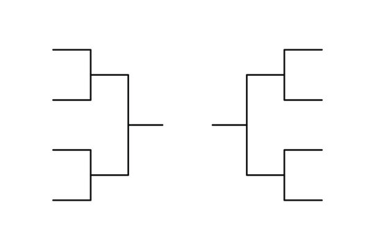Simple black tournament bracket template for 8 teams isolated on white