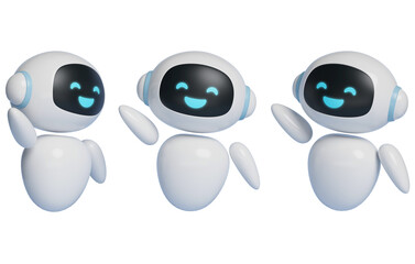 3D graphic of AI robot character waving with a big smile © 정의 장