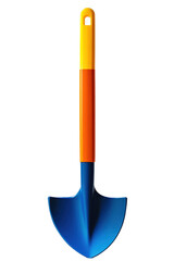 Isolated Blue, Orange, and Yellow Toy Shovel