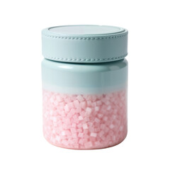 Pastel-colored jars of sea salt for the bath, relaxing and rejuvenating bath essentials