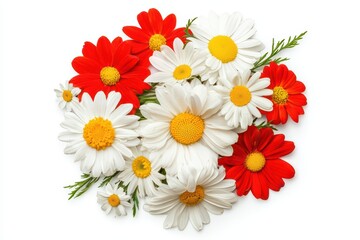 Fototapeta premium Vibrant Floral Arrangement of Red and White Flowers Displaying Natural Beauty and Freshness