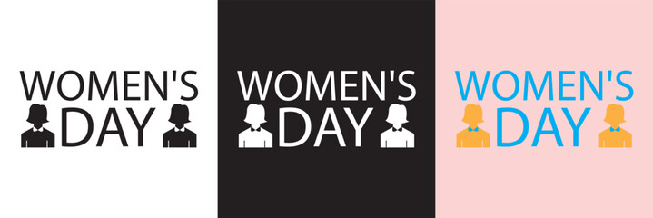 International women's day elegant lettering . Greeting card for Happy Womens Day with elegant hand drawn calligraphy. Isolated on white, pink and black background. Vector illustration. EPS 10