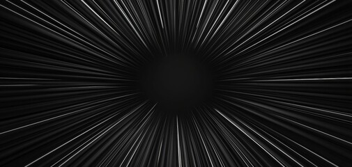Obraz premium A striking abstract image featuring dynamic lines radiating from a central point, creating a sense of depth and movement against a dark background.
