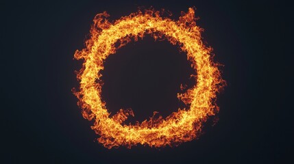A fiery circular shape against a dark background, symbolizing energy, passion, and transformation.