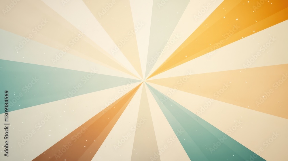 Poster pastel starburst pattern glittering with vintage radiance, spreading dynamic geometric rays across n