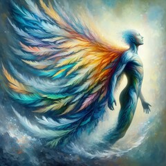 Obraz premium Metaphor of Personal Transformation: Portrait Bird Transformation 