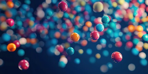 Naklejka premium Floating bubblegum balls in various colors on a midnight blue background
