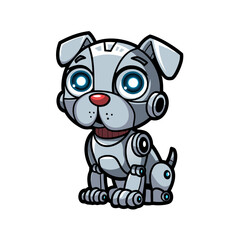 Obraz premium Cute Robot Dog Vector Illustration for Children’s Tech Themed Storybooks and Games