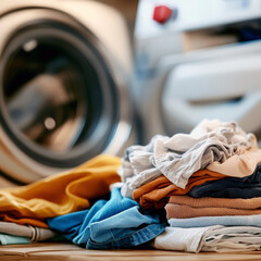 Fototapeta premium semi automatic washing machine . AI generative.