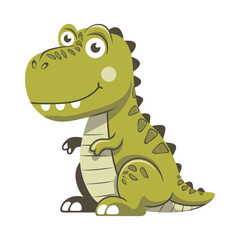 Fototapeta premium Cute Green Dinosaur Cartoon Vector for Children's Decor and Learning