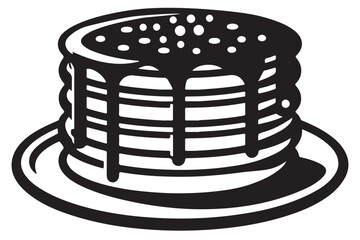 Chocolate Chip Pancakes Drizzled with Syrup Sweet Breakfast Food