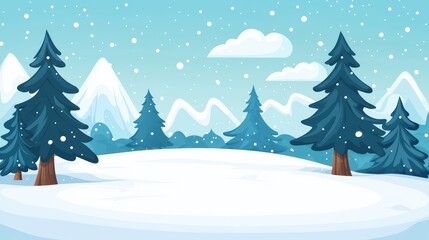 Obraz premium Serene Winter Landscape with Snow-Covered Trees and Soft Blue Sky in a Frozen Wonderland