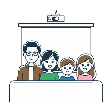 recommend clip art: Family Movie Night Vector Illustration Home Cinema Entertainment Clipart