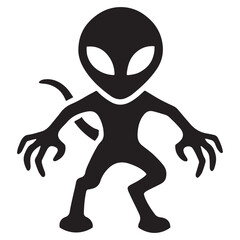Spooky Alien Creature Silhouette Vector Illustration Graphic Design
