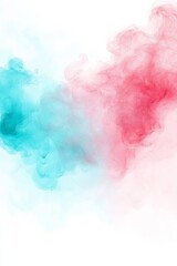 Fototapeta premium Abstract Swirls of Pastel Pink and Blue Smoke on a White Background, Dreamlike Color Gradient