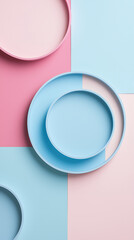 Obraz premium A blue and pink plate is shown on a pink and blue background