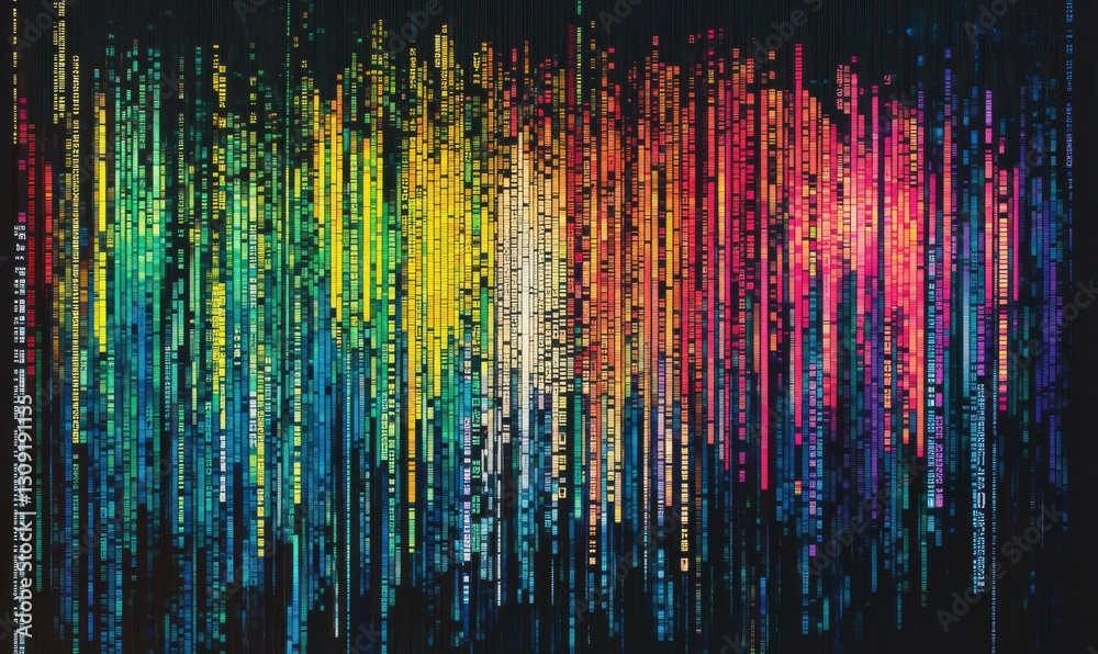 Wall mural abstract binary code visualization