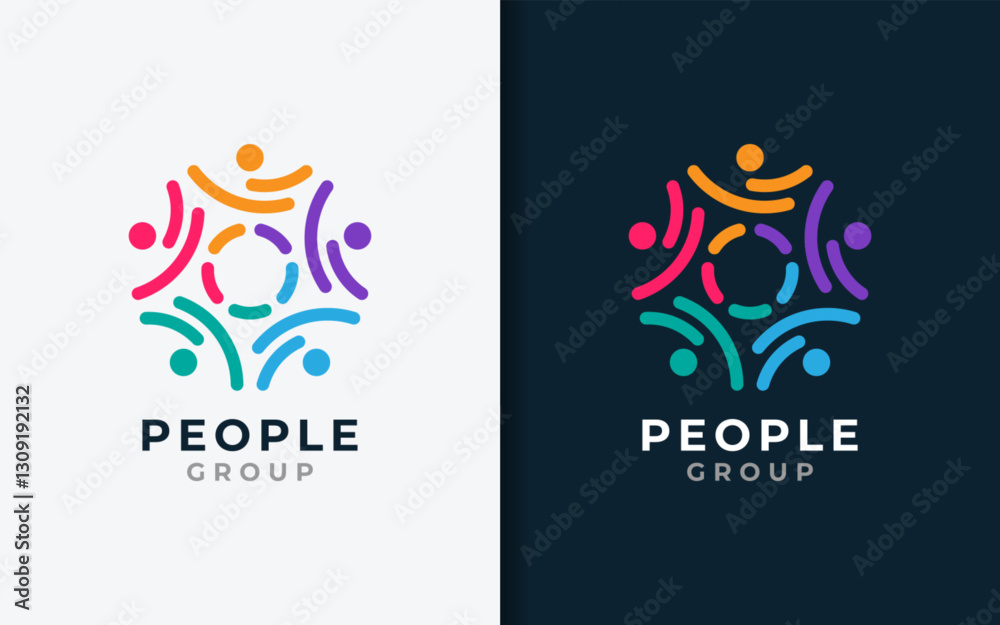 Aufkleber a vibrant logo featuring a group of people in a colorful design, symbolizing unity and teamwork.