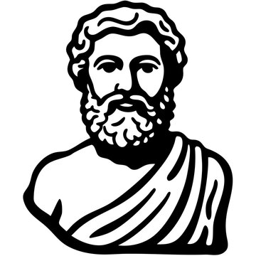 recommend clip art: Ancient Greek Philosopher Bust Vector Illustration for Educational and Artistic Design