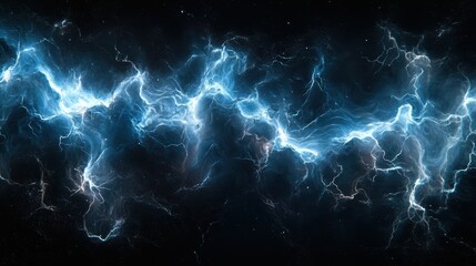 Fototapeta premium Electrifying blue lightning bolt streaking across dark sky in a dynamic cosmic scene