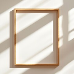 Minimalist Wooden Frame Mockup with Sunlight Shadows