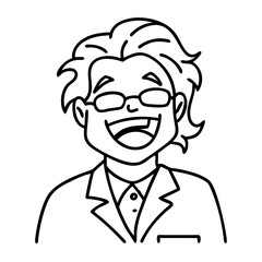 Fototapeta premium Cartoon Smiling Scientist Character Line Art for Educational Illustration