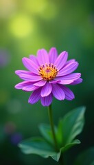 Fototapeta premium Vibrant purple bloom, crisp detail, soft green bokeh, purple flower, green