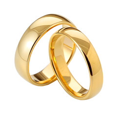 Beautifully polished gold wedding bands rings, intertwined to showcase love, marriage and commitment