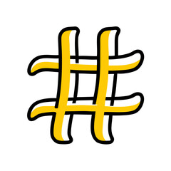 Obraz premium Bold Yellow Hashtag Symbol Vector for Social Media and Graphic Design
